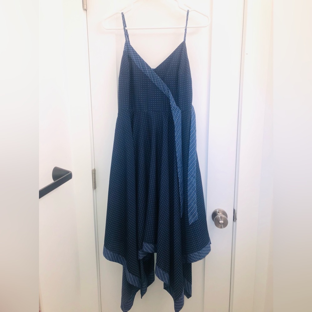 Banana Republic Blue Polka Dot Handkerchief Hem Dress